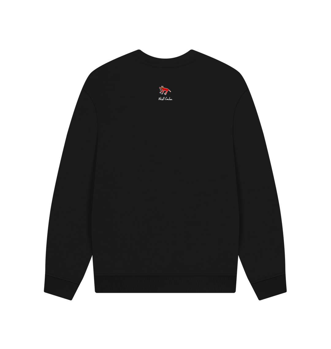 Black Printed Sweater Back