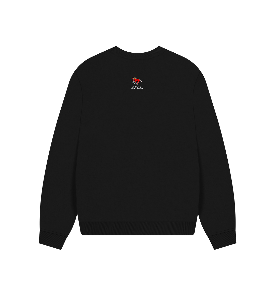 Black Printed Sweater Back