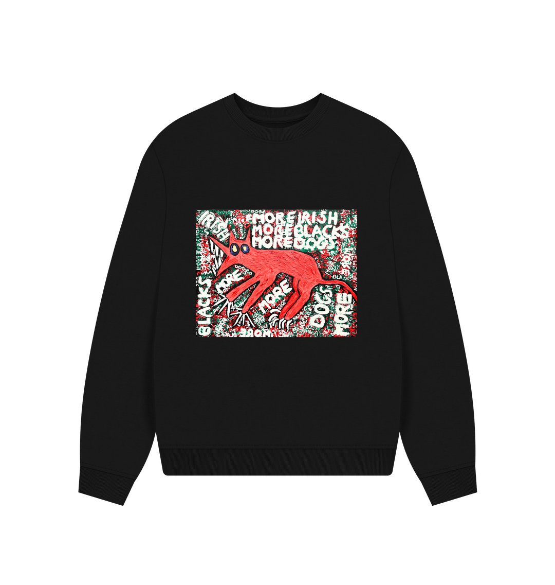 Black Printed Sweater Front
